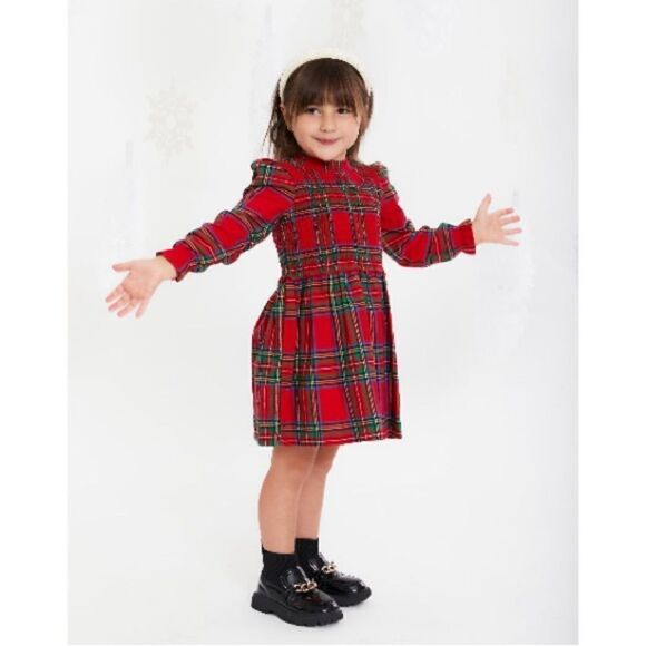 Toddler Girl Plaid Brushed Flannel Long Sleeved Dress Size 4T - Picture 8 of 8
